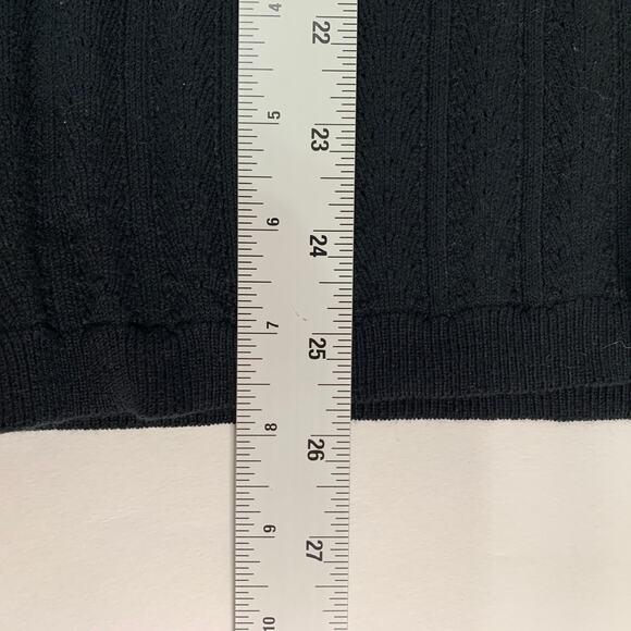 Hope & Henry L NEW Women Flutter Sleeve Sweater Top Black Pointelle - Picture 8 of 9